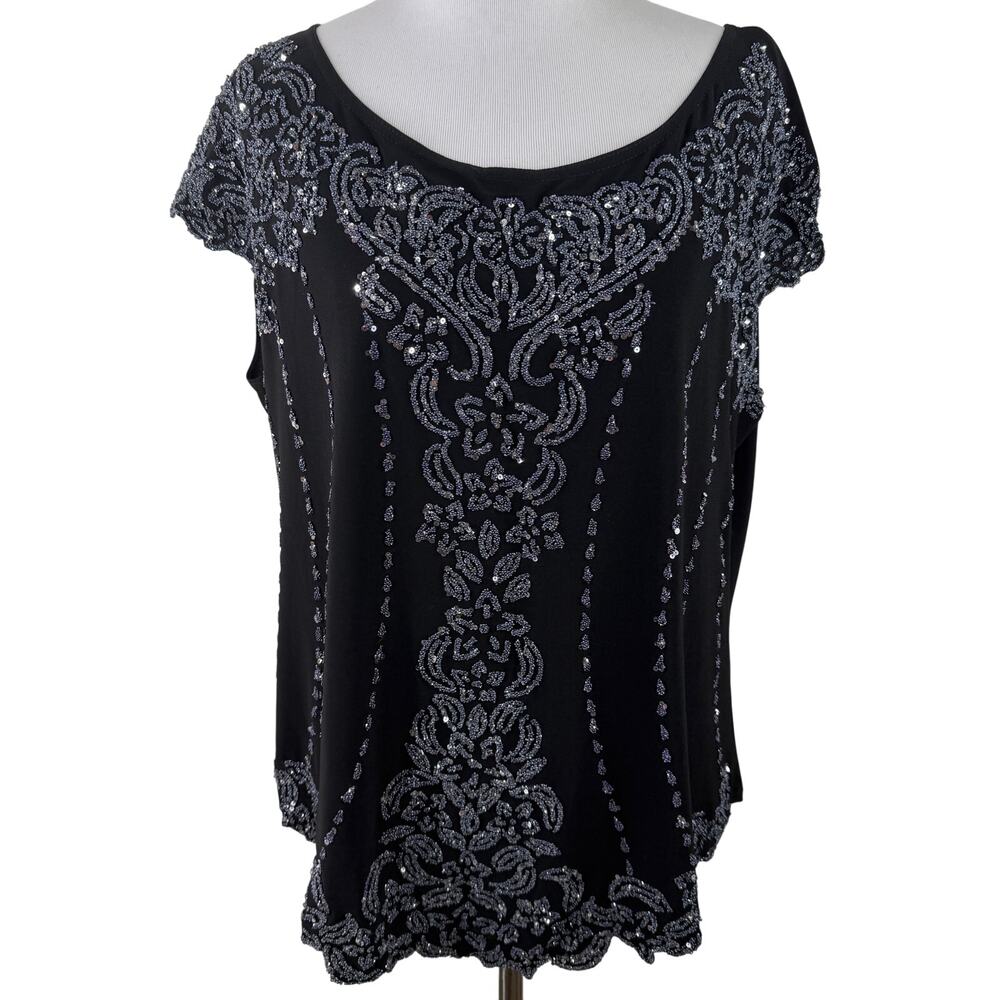 Another Thyme Vintage Sparkle Sequin Women's Blouse Size XL